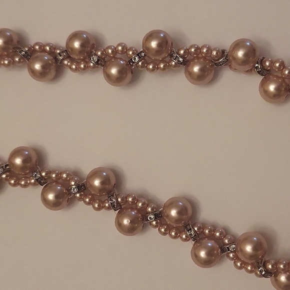 Blush Colored Bead Necklace with Rhinestone Embellishment - Picture 5 of 7